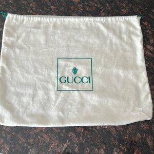 Gucci Vintage White Authentic Dust Bag with Green Logo & Drawstring